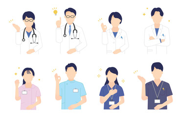 医療従事者のシンプルイラスト素材セット
