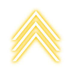 Futuristic neon floor arrows, yellow no background PNG