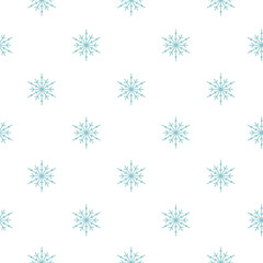Seamless pattern with snowflakes. Cute winter texture in flat style on white background. Vector illustration for textile or wrapping paper