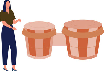 The girl is pointing music tabla