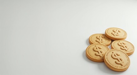 A small stack of dollar sign cookies on white background