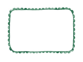 Watercolor scalloped rectangle frame.