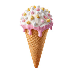 Delightful Ice Cream Cone with Toppings, PNG Clipart Element with Transparency