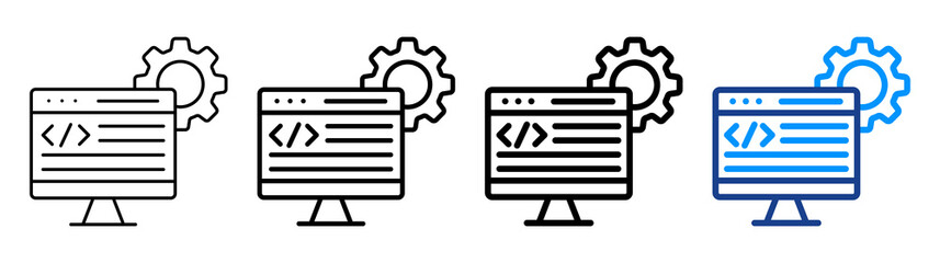 Web Programming Icon Different Style Outline Collection Set