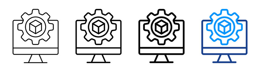 Virtual Machine Icon Different Style Outline Collection Set