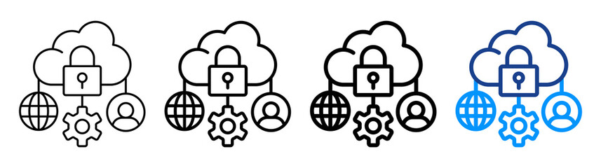 Hybrid Cloud Icon Different Style Outline Collection Set