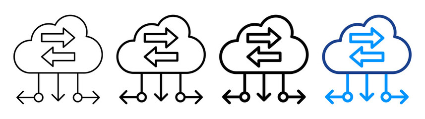 Cloud Traffic Icon Different Style Outline Collection Set