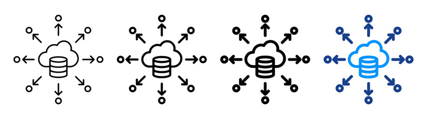 Cloud Data Distribution Icon Different Style Outline Collection Set