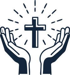 hands with shining holy cross design