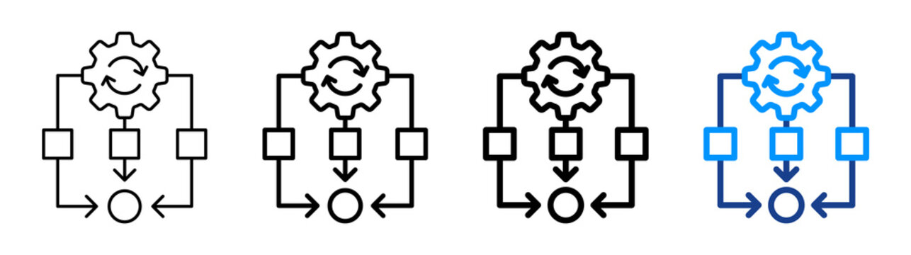 Parallel Processing Icon Different Style Outline Collection Set