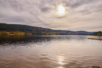beautiful landscape with autumn colors with a lake
