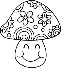 hippie mushroom with a smiling face
