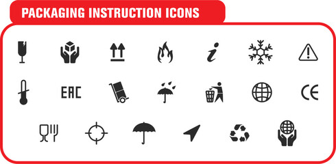 Collection of Packaging Instructions icons - Shipping Instructions icons - Delivery Instructions Icons - Warehouse -8.eps