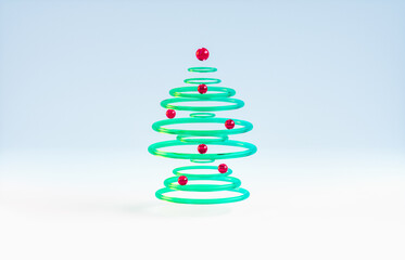 Abstract crystal glass Christmas tree background. 3d rendering