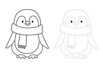 Trace and color penguin wear scarf vector