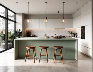 Modern kitchen design showcase contemporary home interior photography bright and airy atmosphere wide angle view culinary inspiration