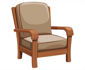 Fototapeta premium A classic wooden armchair with a cushioned seat and backrest design