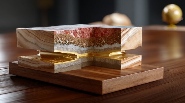 Illuminated Layers of Earth: Golden Hour Cross-Section with Dramatic Lighting