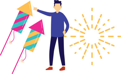 The boy is showing new year celebration.