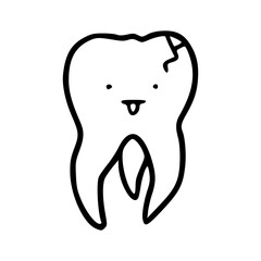 funny dental character line art doodle