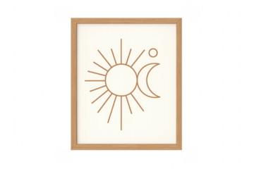 Sun and moon minimalist spiritual line art framed