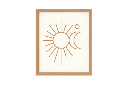 Sun and moon minimalist spiritual line art framed - Powered by Adobe