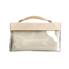 Stylish Transparent Pouch Mockup with Leather Handle for Professional Design Showcase