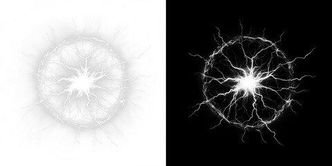 Naklejka premium Electric spear with layered tendrils on a transparent background — intense Overlay for power motifs. Precise PNG holds micro filaments; compact PNG streamlines work.