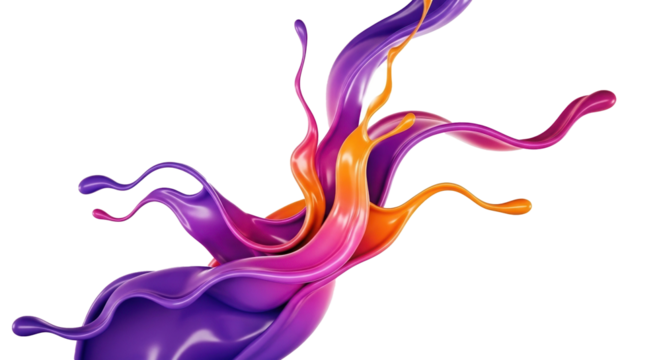 Vibrant Liquid Splash Purple Pink and Orange Abstract Flow.