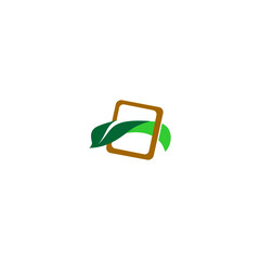  leaf vegetarian medicine ecology logo on set of green icons logo design