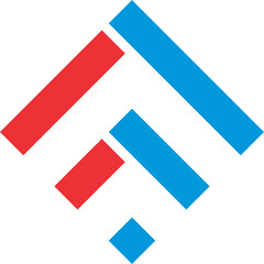 logo business finance vector logo on red and blue ribbon