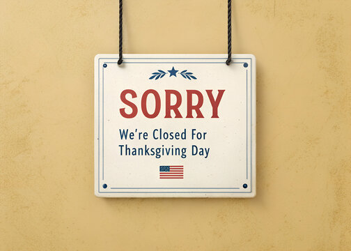 Sorry We're Closed for Thanksgiving Day Sign