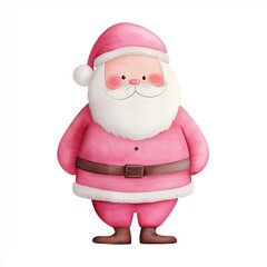 A cheerful cartoon Santa Claus in pink attire, perfect for festive decorations and holiday-themed designs.