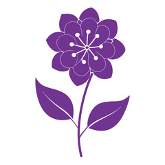 summer lilac flower silhouette on white background