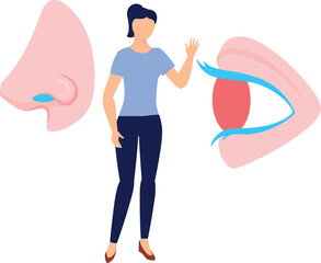 The girl is explain about human eye