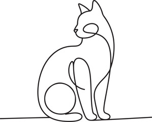 Line drawing of a cat vector illustration.