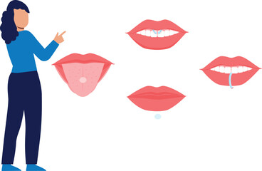 The girl is showing lips piercing.