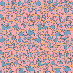 Seamless Camouflage Pattern in Pink Blue abstract background. Modern clothing style masking camo repeat print. Wavy shapes. Graphic design vector illustration for Fashion Textile Cover Banner Clothing
