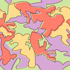 Pastel Camouflage Seamless Pattern in Red Pink Green abstract background. Modern clothing style masking camo repeat print.Graphic design vector illustration for Fashion Textile Cover Cloth Fabric Card