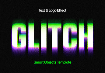 Color Glitch Text Effect Mockup