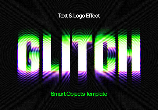 Color Glitch Text Effect Mockup