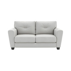 Modern light gray two cushion sofa with tufted details and wide armrests design