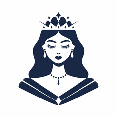 Elegant woman with crown and jewelry wearing a formal dress isolated on transparent background