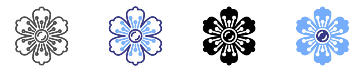 cherry blossom icon set multiple style
