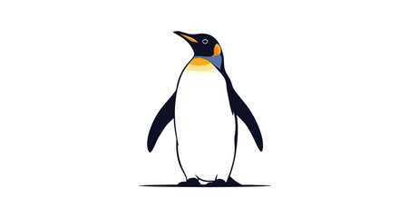 Fototapeta premium An elegant and simple vector illustration of a majestic King Penguin standing upright, featuring its iconic black, white, gold plumage.