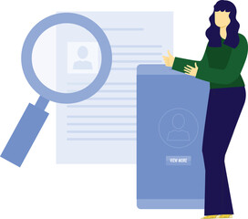 The boy is searching business employee profile