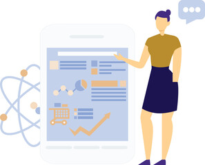 The girl is analysis business statergy in mobile.