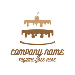 Sweet Chocolate Birthday Cake Icon Illustration Logo Design