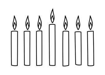Happy Hanukkah candles icon. Holiday object in cartoon style.