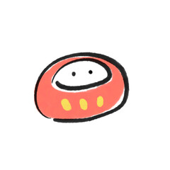 墨絵のシンプルでかわいい達磨　正月素材